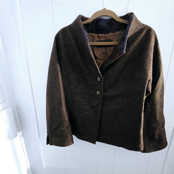 Shiatzy Chen Wool Blend Brown Jacket Size F 36 (US size 6)– Minimalist, Designer